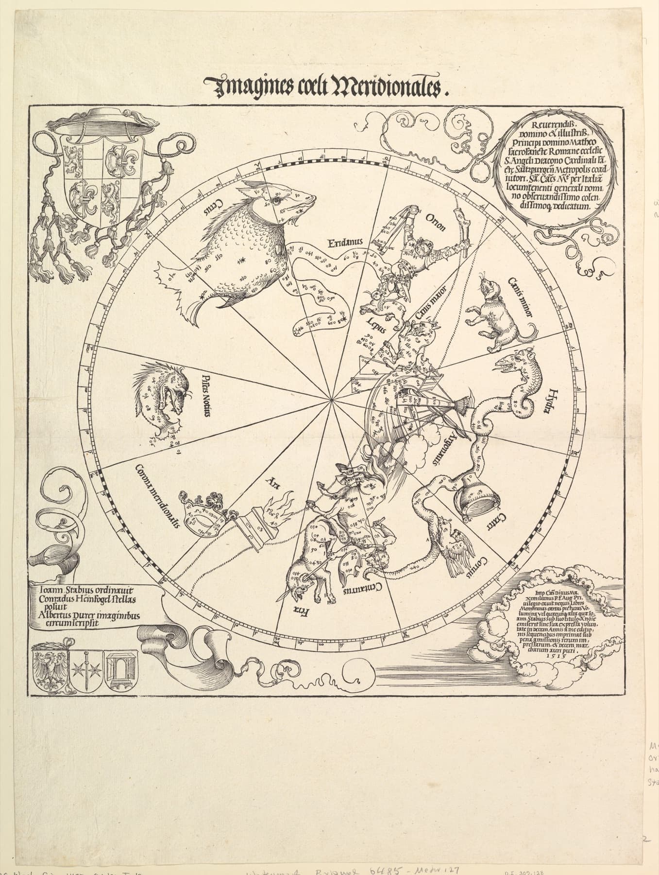 Albrecht Dürer's 1515 woodcut The Celestial Globe—Southern Hemisphere, depicting constellations and the celestial sphere